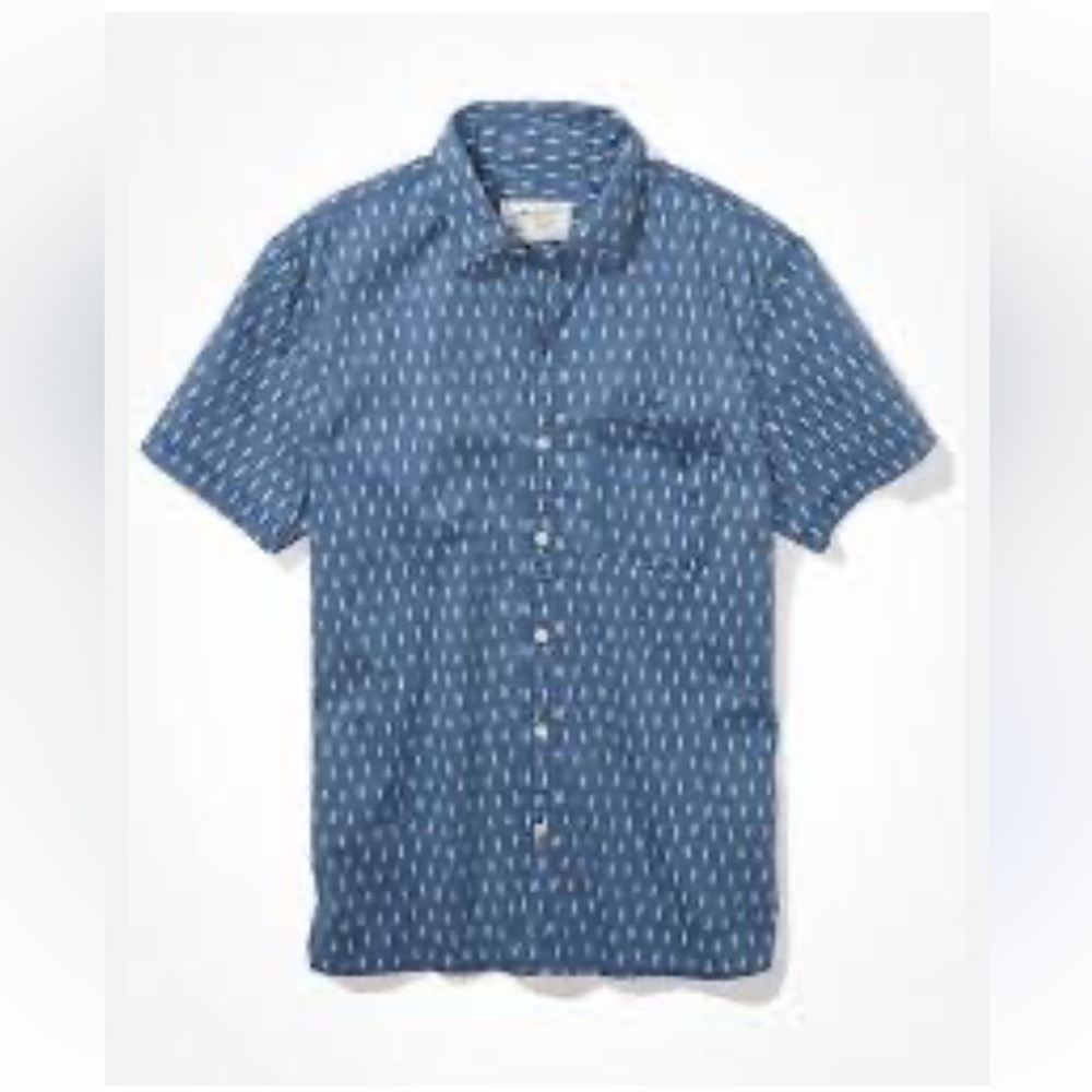 AE Micro Dot Button-Up
Resort Shirt Short Sleeve Blue Men’s Size XL NEW